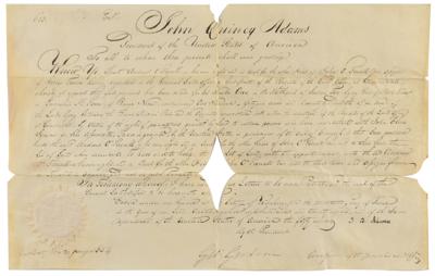 Lot #27 John Quincy Adams Document Signed as President