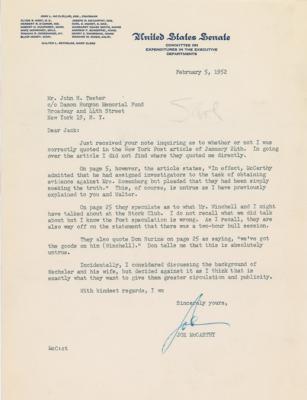 Lot #267 Joseph McCarthy Typed Letter Signed