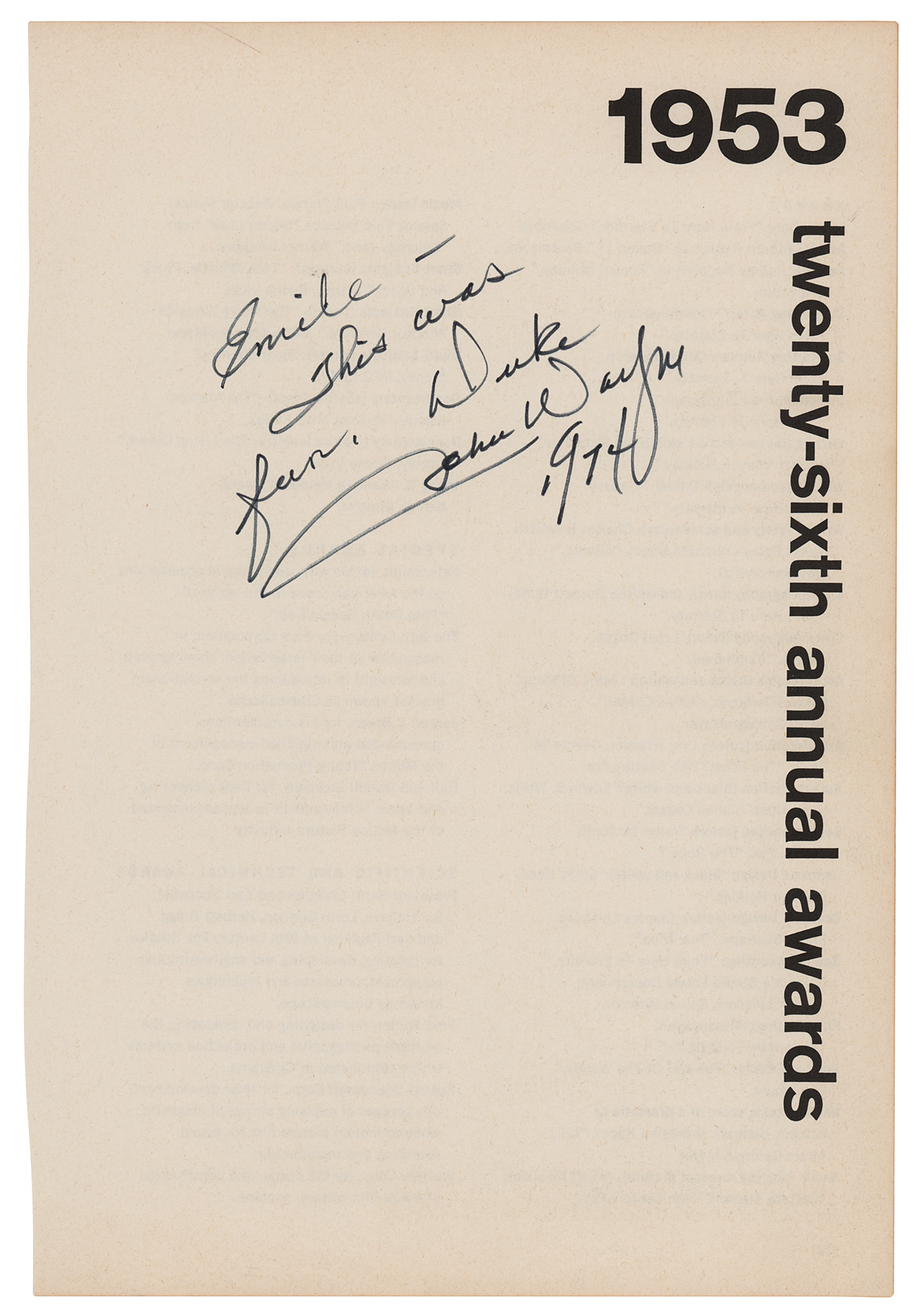 Lot #741 John Wayne Signature