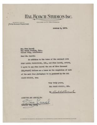 Lot #723 Laurel and Hardy (2) Documents Signed