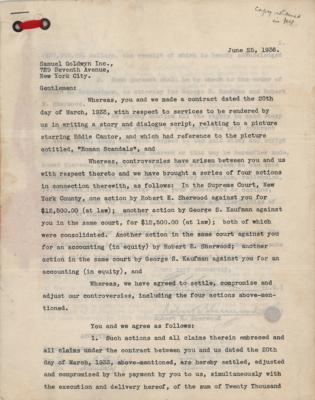 Lot #831 George S. Kaufman and Robert E. Sherwood Document Signed - Image 1