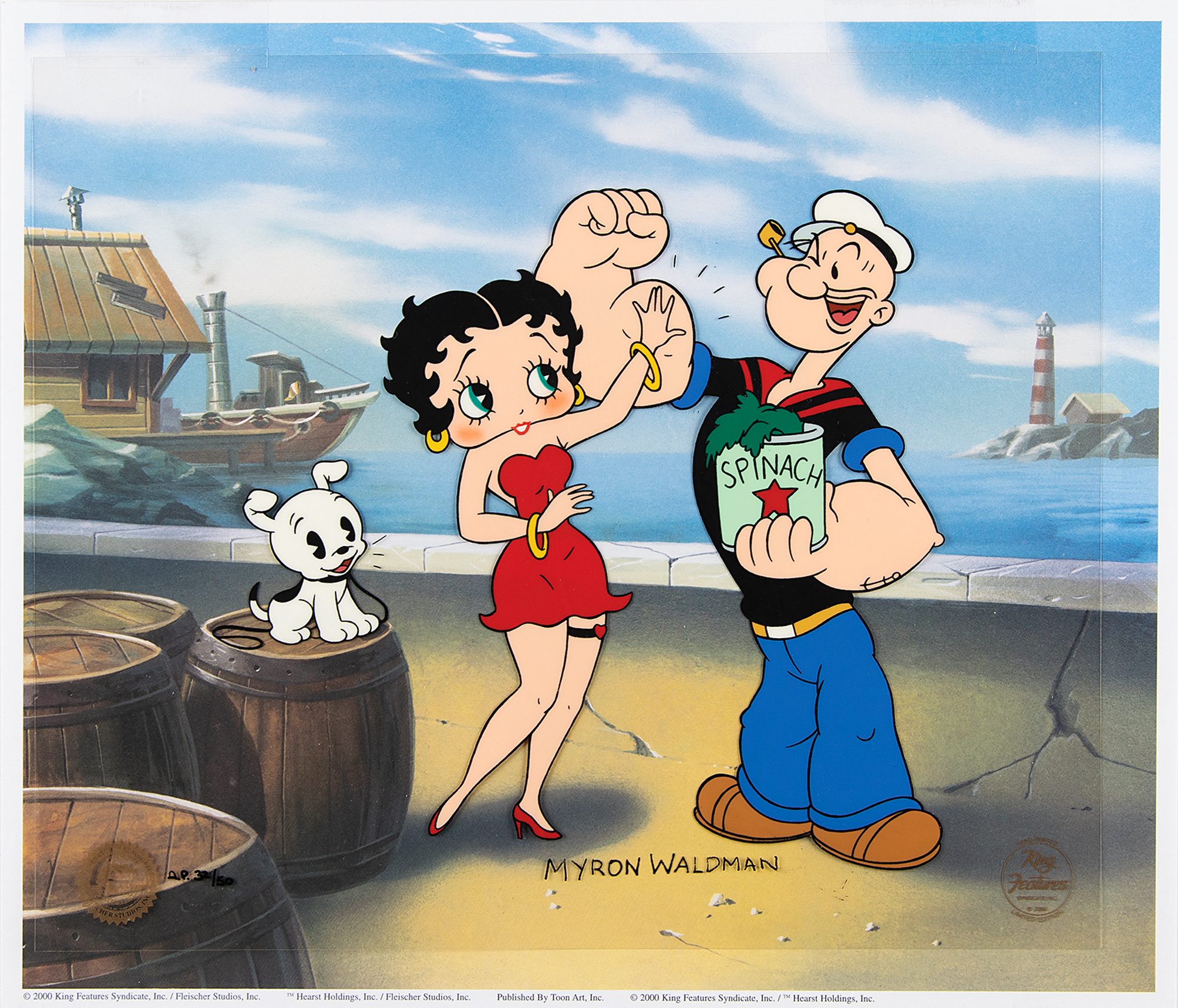 Lot #458 Myron Waldman Signed Limited Edition Cel: 'Flexing for Betty'