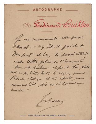Lot #178 Ferdinand Buisson Autograph Note Signed - Image 1
