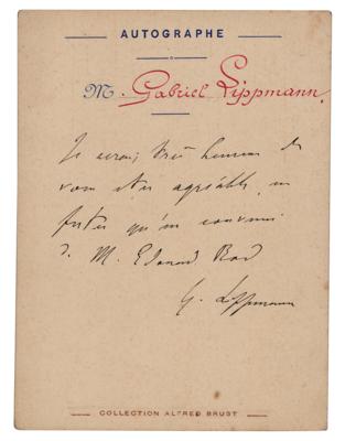 Lot #262 Gabriel Lippmann Autograph Note Signed - Image 1