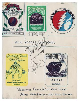 Lot #558 Bob Dylan and Ken Kesey Signed Backstage Pass Sheet - Image 1