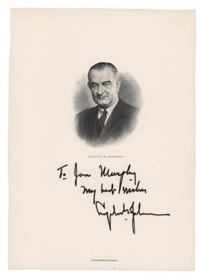 Lot #55 Lyndon B. Johnson Signed Engraving