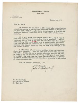 Lot #295 John D. Rockefeller, Jr. Typed Letter Signed