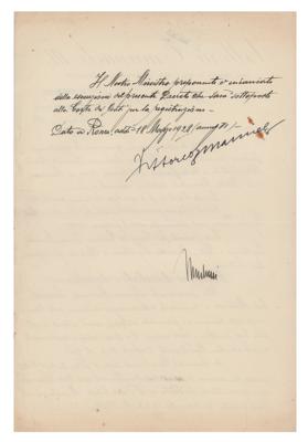 Lot #272 Benito Mussolini and Vittorio Emanuele III Document Signed
