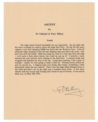 Lot #219 Edmund Hillary Signed Souvenir Typescript