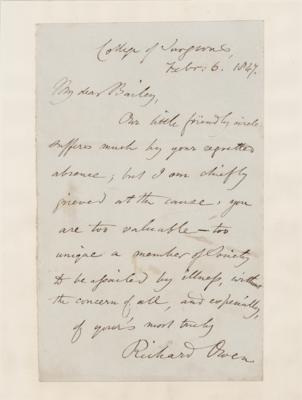 Lot #278 Richard Owen Autograph Letter Signed