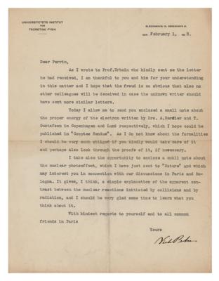 Lot #119 Niels Bohr Typed Letter Signed