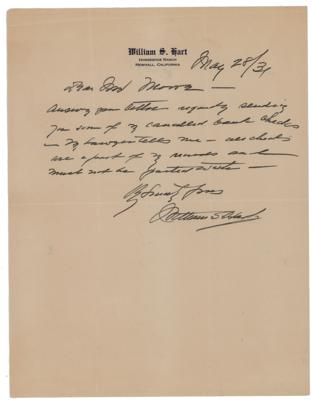 Lot #812 William S. Hart Autograph Letter Signed - Image 1