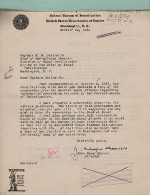Lot #222 J. Edgar Hoover Typed Letter Signed