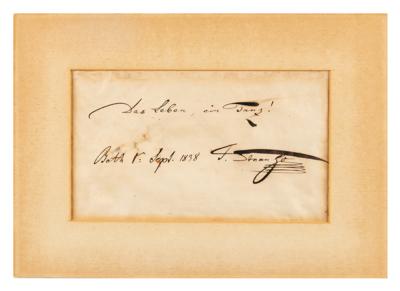 Lot #590 Johann Strauss I Autograph Quote Signed - Image 2