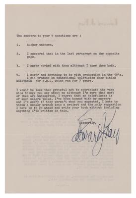 Lot #832 Edward J. Kay Typed Letter Signed - Image 1