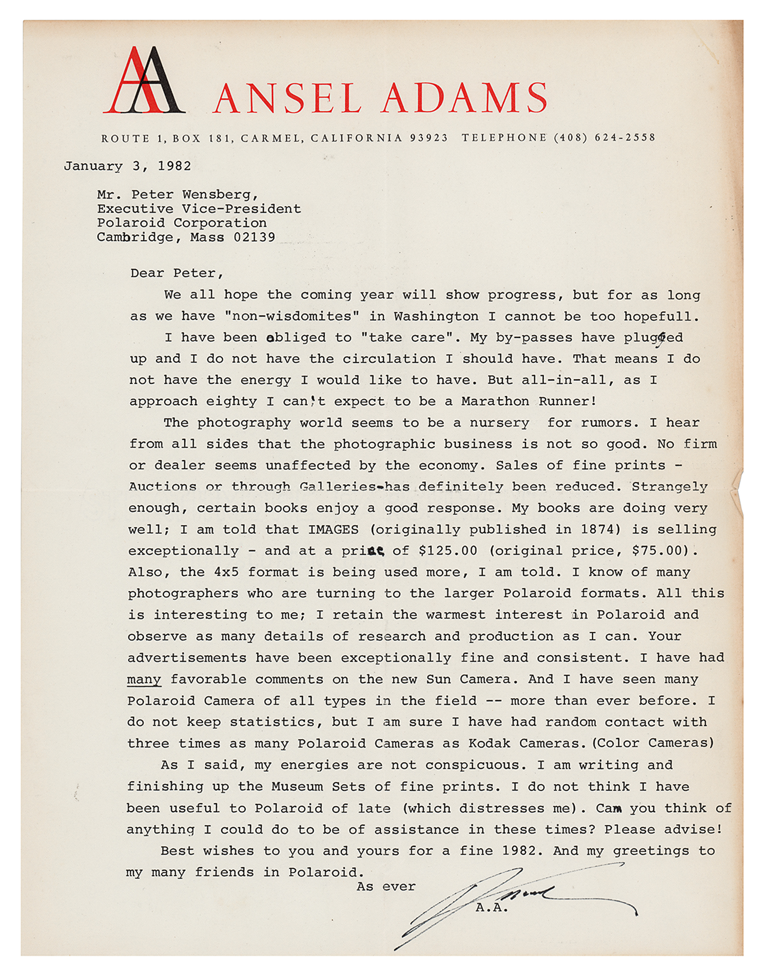 Lot #413 Ansel Adams Typed Letter Signed
