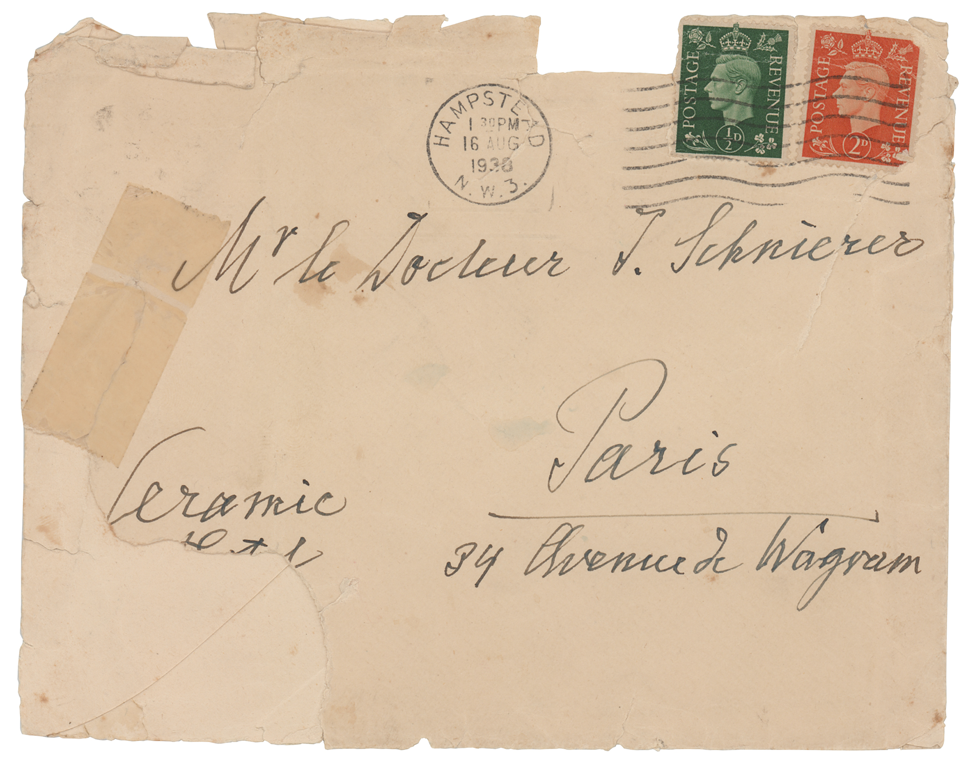 Lot #134 Sigmund Freud Hand-Addressed Envelope