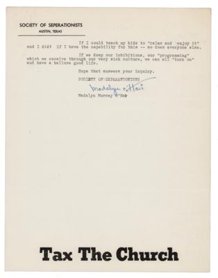 Lot #277 Madalyn Murray O'Hair Typed Letter Signed - Image 3