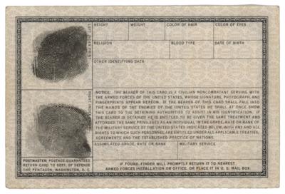 Lot #730 Marilyn Monroe Signed Department of Defense ID Card with Two Fingerprint Marks (1954) - Image 2
