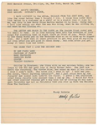 Lot #545 Woody Guthrie Typed Letter Signed