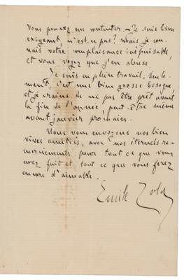 Lot #472 Emile Zola Autograph Letter Signed - Image 2