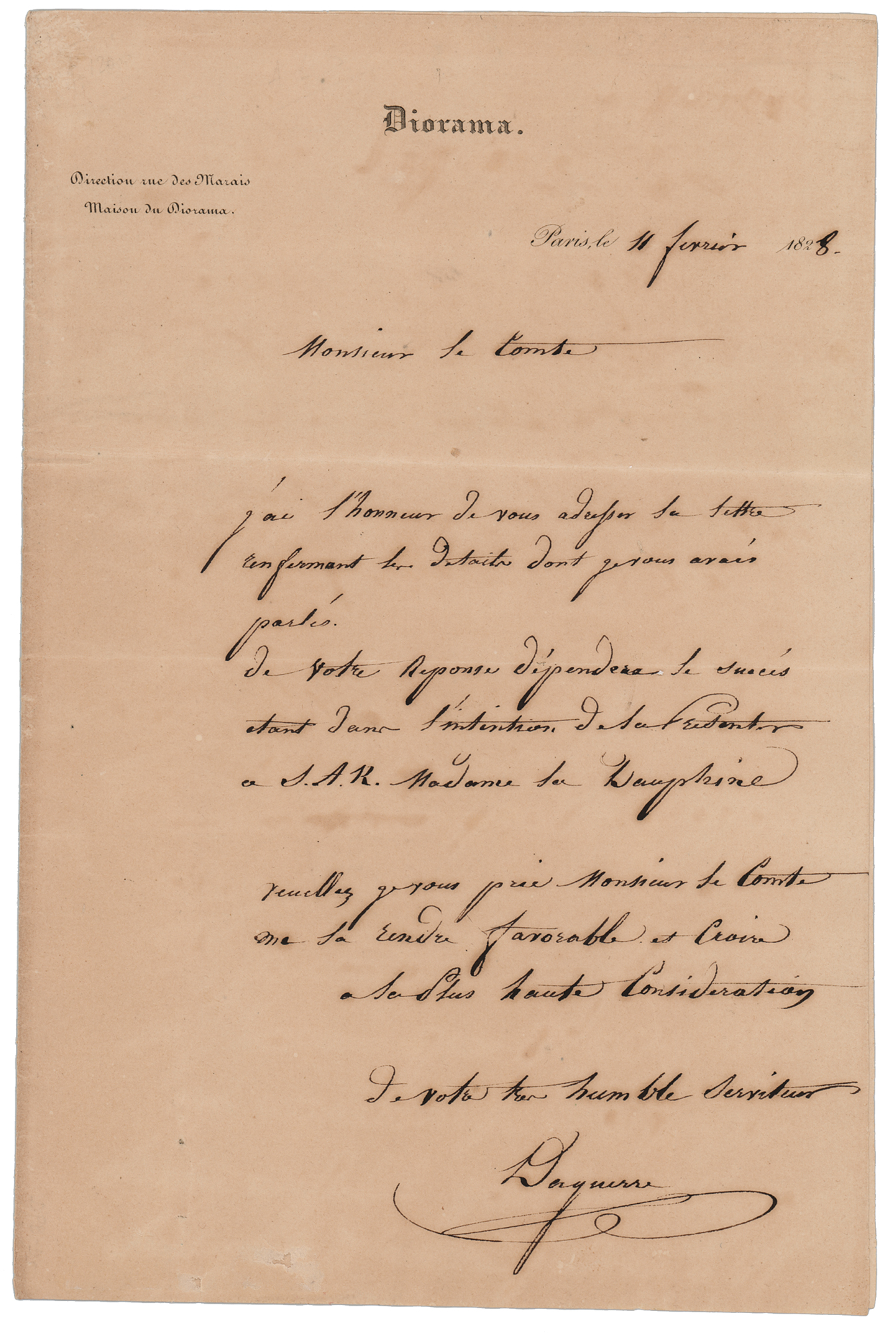 Lot #401 Louis Daguerre Autograph Letter Signed