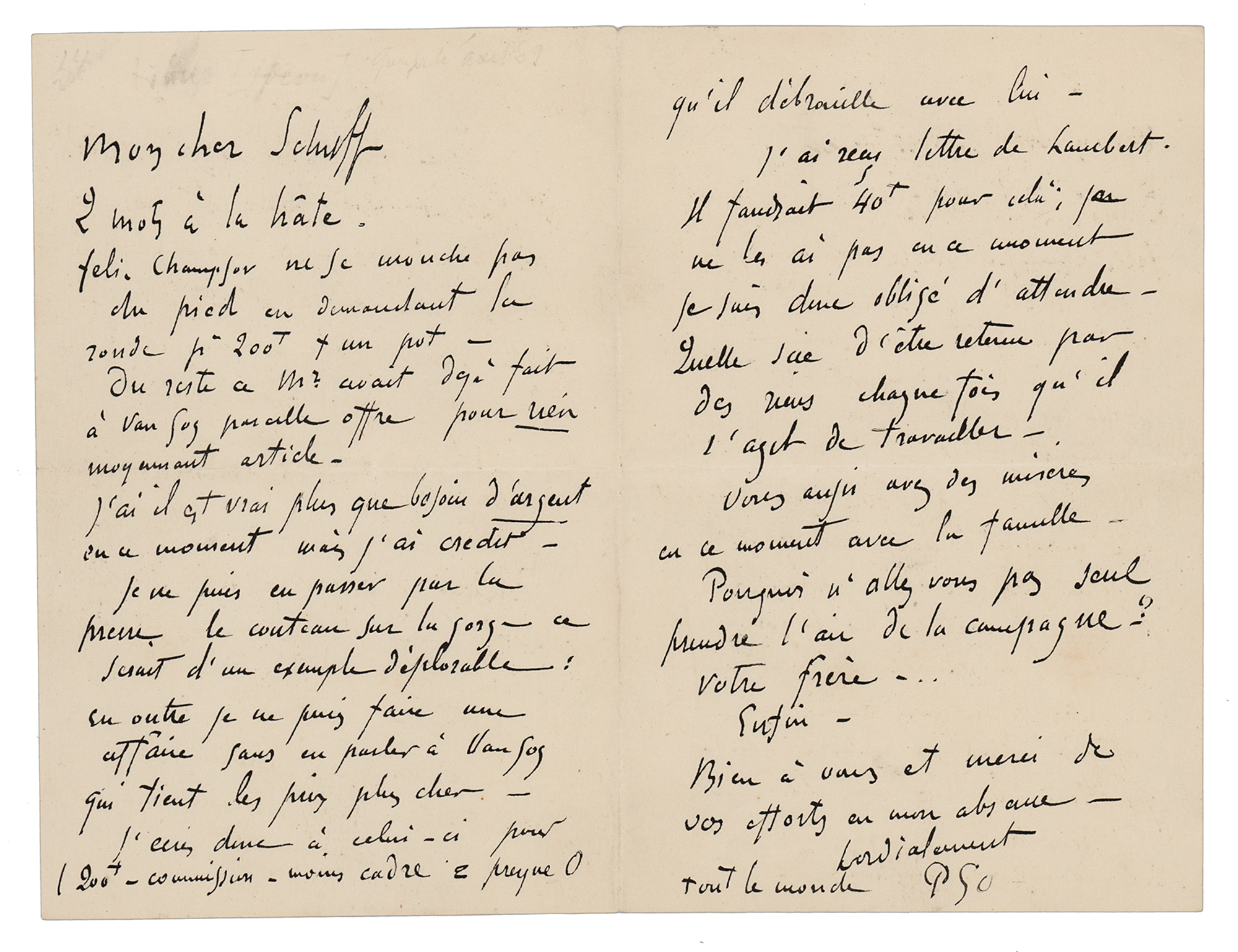 Lot #403 Paul Gauguin Autograph Letter Signed