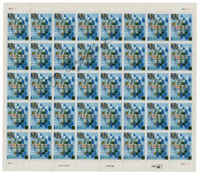 Lot #5050 Douglas Engelbart Signed Stamp Block - Image 2