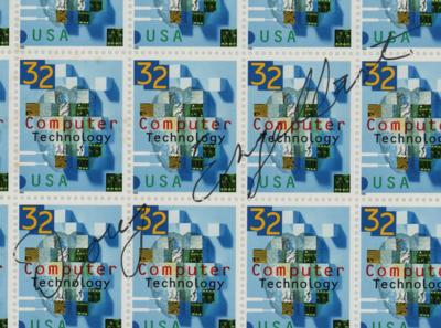Lot #5050 Douglas Engelbart Signed Stamp Block - Image 3