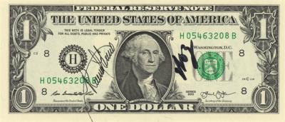 Lot #5036 Steve Wozniak and Ronald Wayne Signed One-Dollar Bill