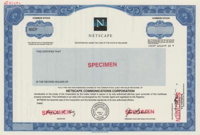 Lot #5071 Netscape Stock Certificate