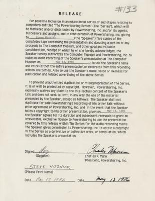 Lot #5028 Steve Wozniak Document Signed