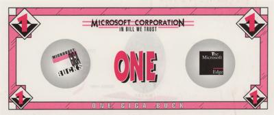 Lot #5055 Microsoft 'One Giga Buck' In-House Gag Currency - Image 2