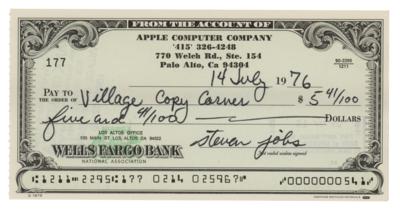 Lot #5008 Steve Jobs Signed 1976 Apple Computer Check - Image 3