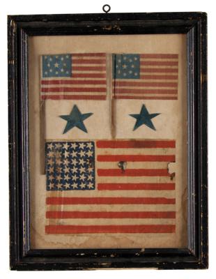 Lot #83 American Parade Flags (3) and Stars (2) Display (Mid-to-Late 19th-Century)