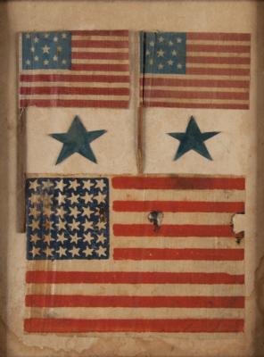 Lot #83 American Parade Flags (3) and Stars (2) Display (Mid-to-Late 19th-Century) - Image 2