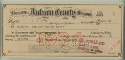 Lot #66 Harry S. Truman Signed Check - Image 1