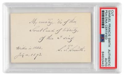 Lot #417 Samuel Francis Smith Autograph Quote Signed
