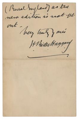 Lot #392 H. Rider Haggard Autograph Letter Signed - Image 2