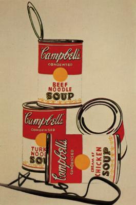 Lot #310 Andy Warhol Signed Postcard of '4 Campbell's Soup Cans'