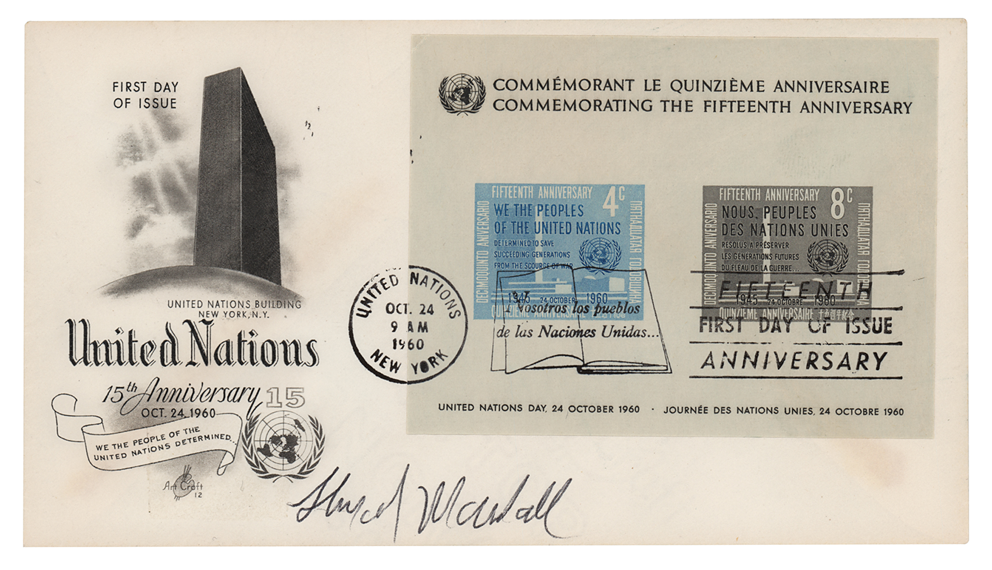 Lot #185 Thurgood Marshall Signed First Day Cover