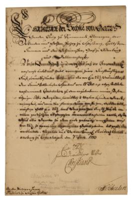 Lot #172 King Christian VI of Denmark Letter Signed