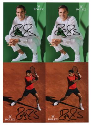 Lot #644 Roger Federer (4) Signed Promo Cards