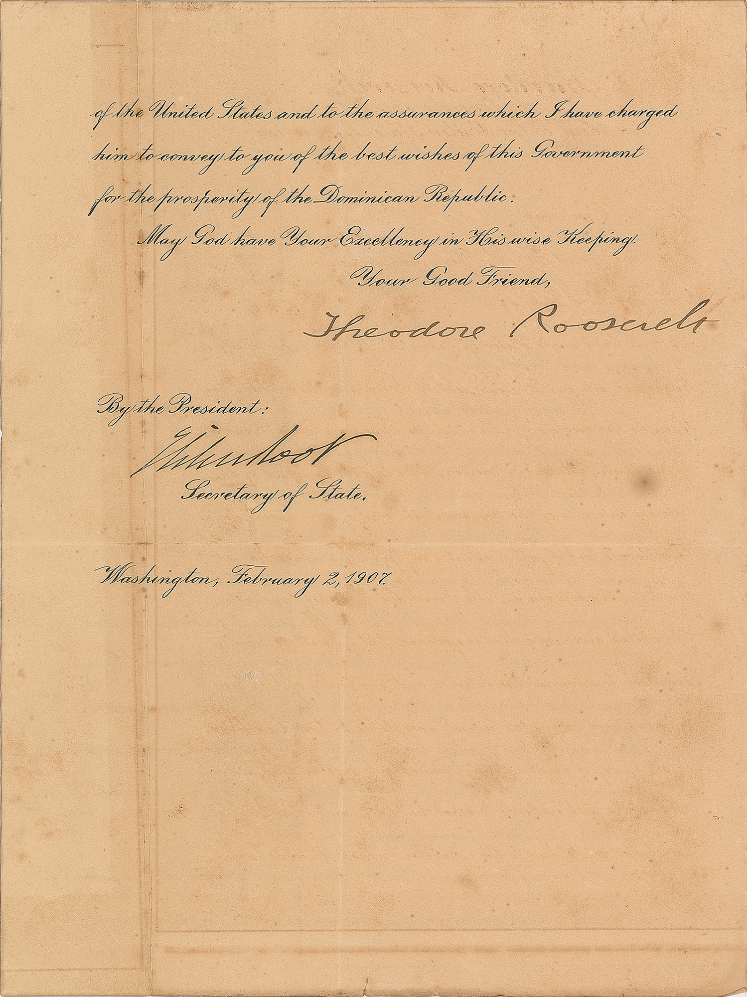 Lot #14 Theodore Roosevelt Letter Signed as President