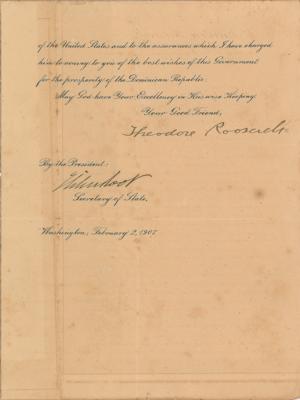 Lot #14 Theodore Roosevelt Letter Signed as President