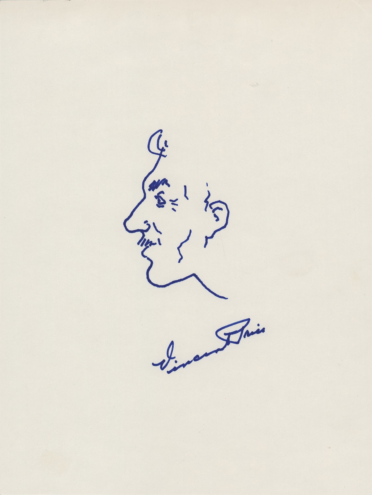 Lot #607 Vincent Price Original Self-Portrait Sketch - Image 1