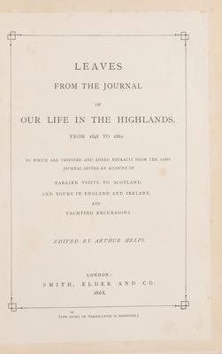 Lot #135 Queen Victoria: Leaves from the Journal of Our Life in the Highlands (1868) and More Leaves (1884) - Image 2