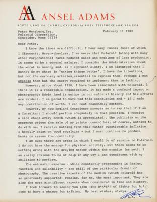 Lot #312 Ansel Adams Typed Letter Signed