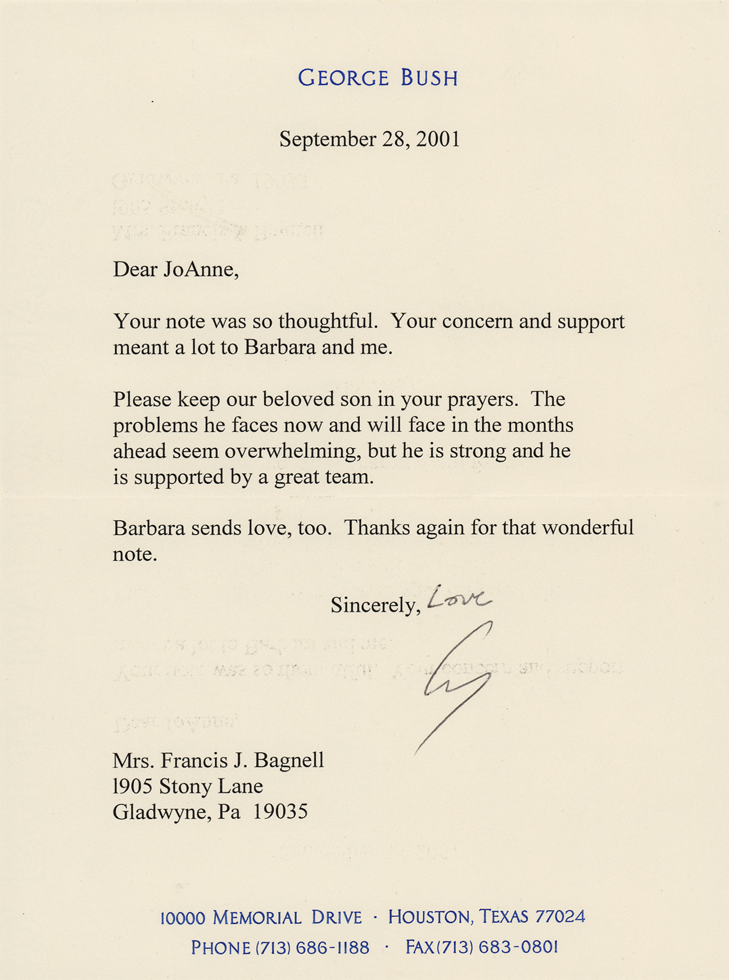 Lot #28 George Bush Typed Letter Signed