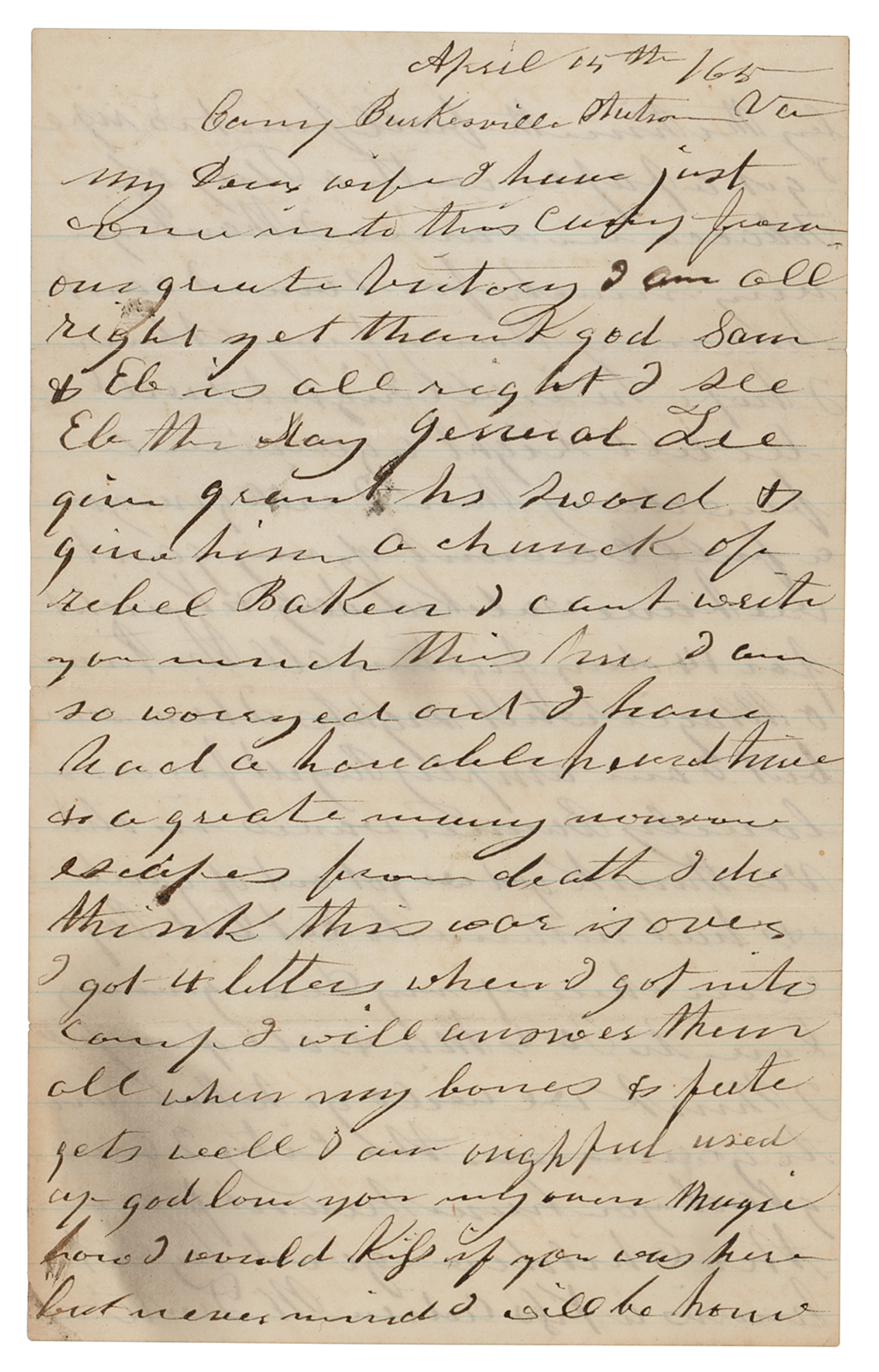 Lot #233 Civil War Soldier's Letter
